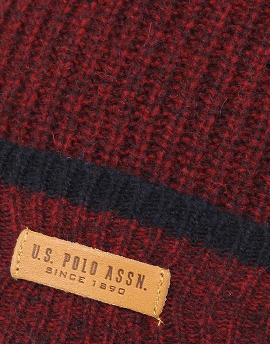 U.S. Polo Assn. Men Wool  Solid  Maroon Skull Cap